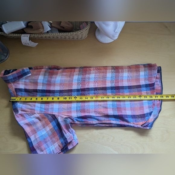 TOMMY BAHAMA Men Plaid Button Down Shirt Size Large 100% Cotton Short Sleeve - Picture 10 of 10